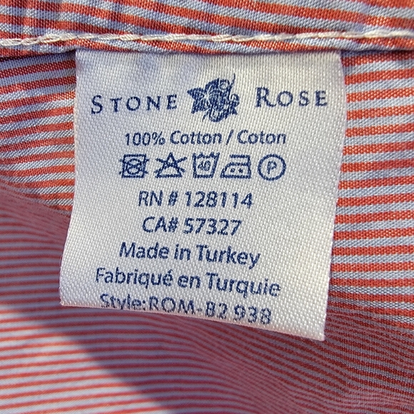 Stone Rose Black Rivet Collection Pink White Striped Button Down Flip Cuff XL - Picture 10 of 13